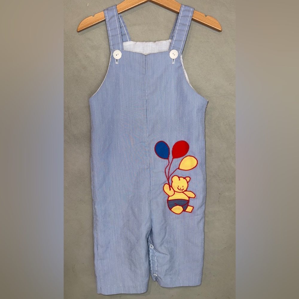 Vintage teddy bear balloons overalls 2T